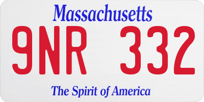 MA license plate 9NR332