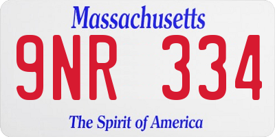 MA license plate 9NR334