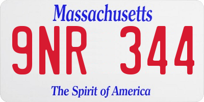 MA license plate 9NR344