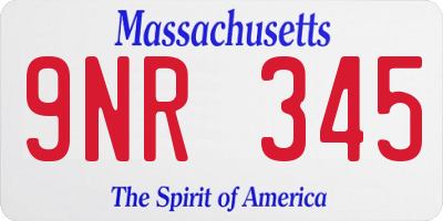 MA license plate 9NR345