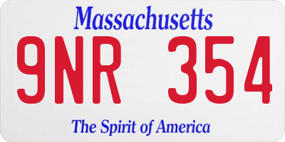 MA license plate 9NR354