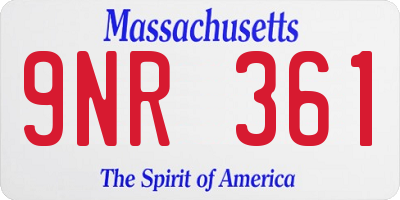 MA license plate 9NR361
