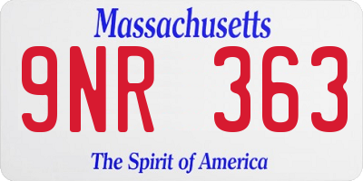 MA license plate 9NR363