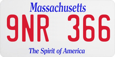 MA license plate 9NR366