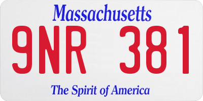 MA license plate 9NR381