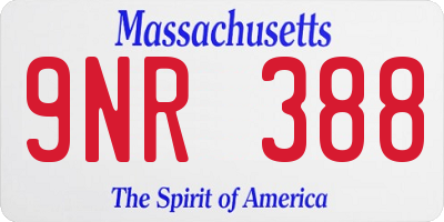 MA license plate 9NR388