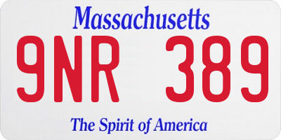 MA license plate 9NR389