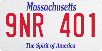 MA license plate 9NR401