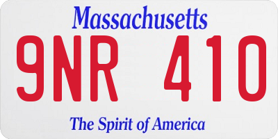 MA license plate 9NR410