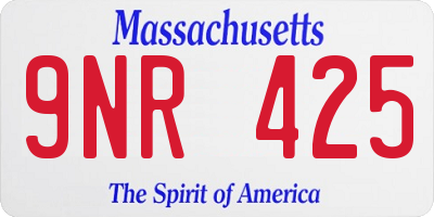 MA license plate 9NR425