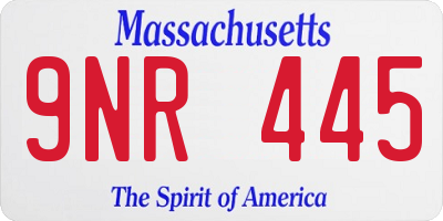 MA license plate 9NR445