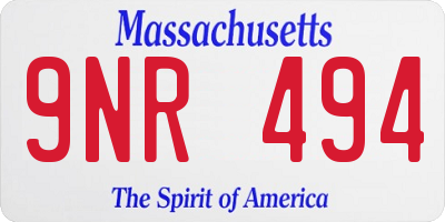 MA license plate 9NR494