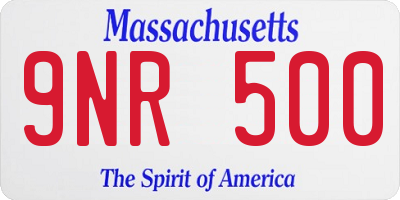 MA license plate 9NR500