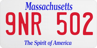 MA license plate 9NR502