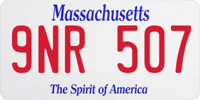 MA license plate 9NR507