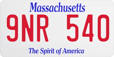 MA license plate 9NR540