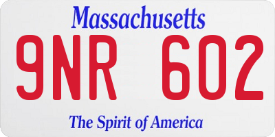 MA license plate 9NR602