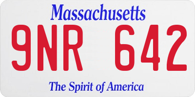 MA license plate 9NR642