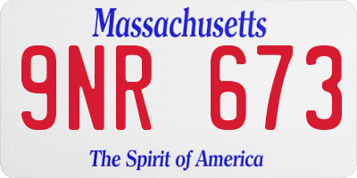 MA license plate 9NR673