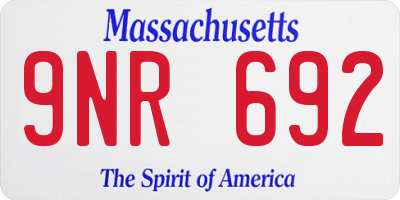 MA license plate 9NR692