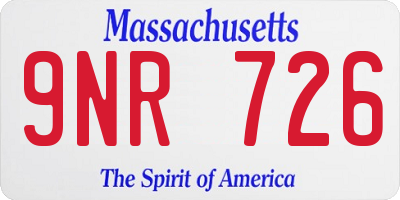 MA license plate 9NR726