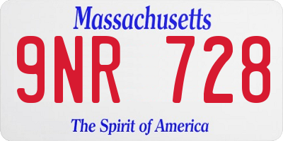 MA license plate 9NR728