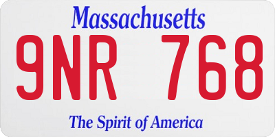 MA license plate 9NR768