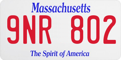 MA license plate 9NR802