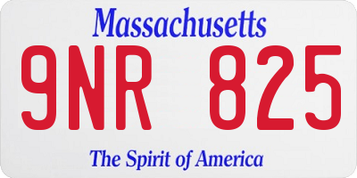 MA license plate 9NR825