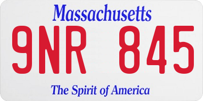 MA license plate 9NR845