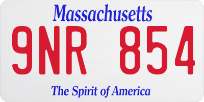 MA license plate 9NR854