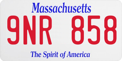 MA license plate 9NR858