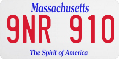 MA license plate 9NR910