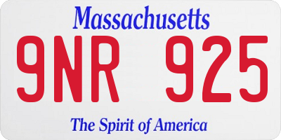 MA license plate 9NR925