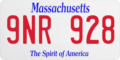 MA license plate 9NR928