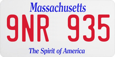 MA license plate 9NR935