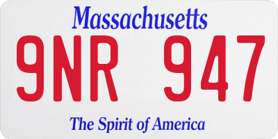 MA license plate 9NR947
