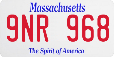 MA license plate 9NR968