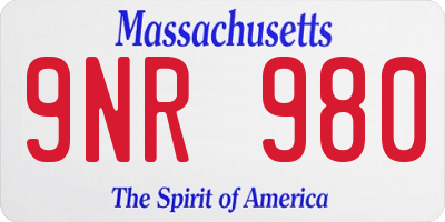 MA license plate 9NR980