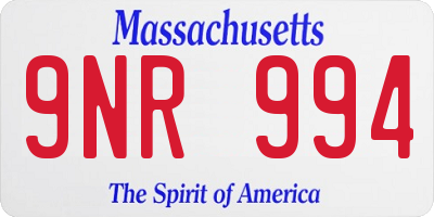 MA license plate 9NR994