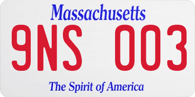 MA license plate 9NS003