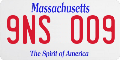 MA license plate 9NS009