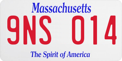 MA license plate 9NS014