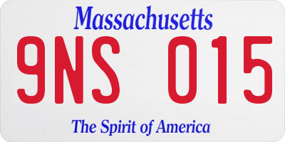 MA license plate 9NS015