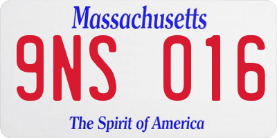 MA license plate 9NS016