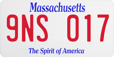 MA license plate 9NS017