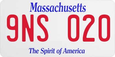 MA license plate 9NS020