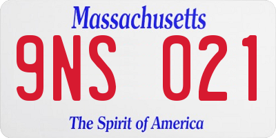 MA license plate 9NS021