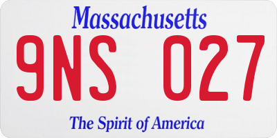 MA license plate 9NS027