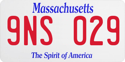 MA license plate 9NS029